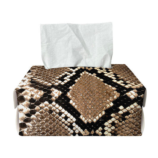 Brown Python Snakeskin Print Rectangle Tissue Box Cover