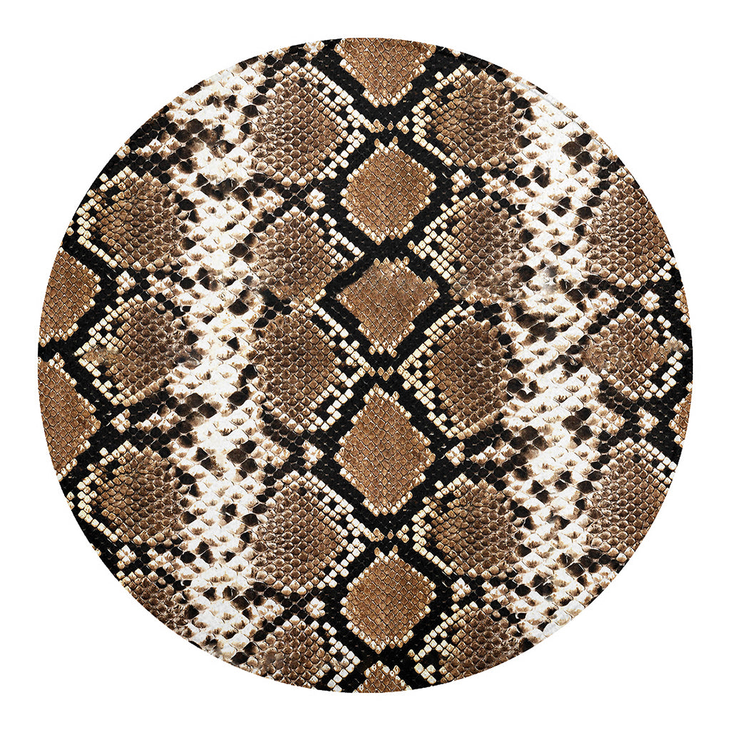 Brown Python Snakeskin Print Round Blanket