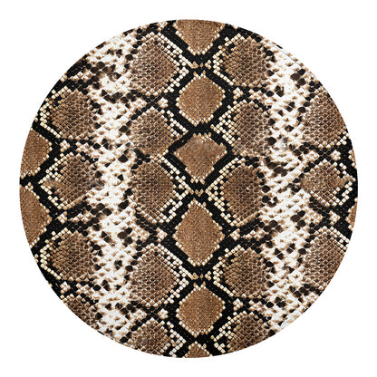 Brown Python Snakeskin Print Round Blanket