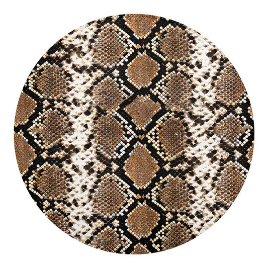 Brown Python Snakeskin Print Round Blanket