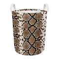 Brown Python Snakeskin Print Round Laundry Basket