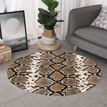 Brown Python Snakeskin Print Round Rug