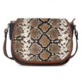 Brown Python Snakeskin Print Saddle Bag