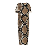 Brown Python Snakeskin Print Short Sleeve Long Nightdress
