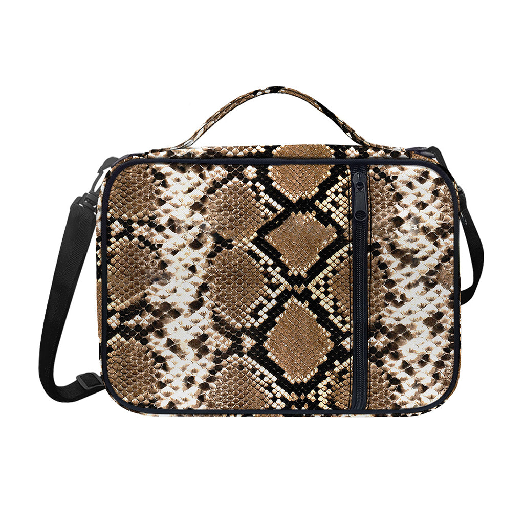 Brown Python Snakeskin Print Shoulder Strap Bible Bag