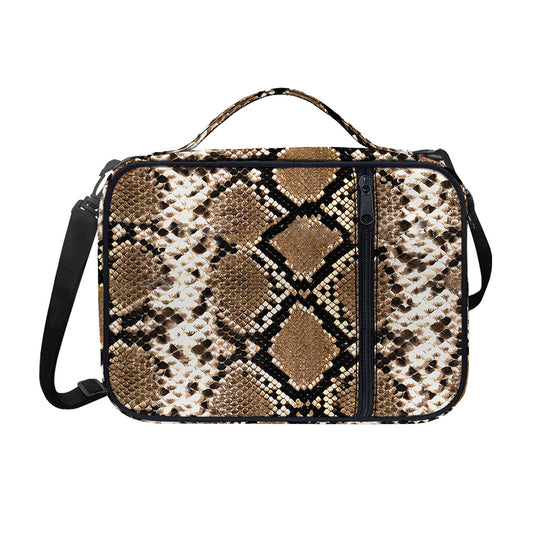 Brown Python Snakeskin Print Shoulder Strap Bible Bag