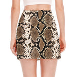 Brown Python Snakeskin Print Side Slit Mini Skirt