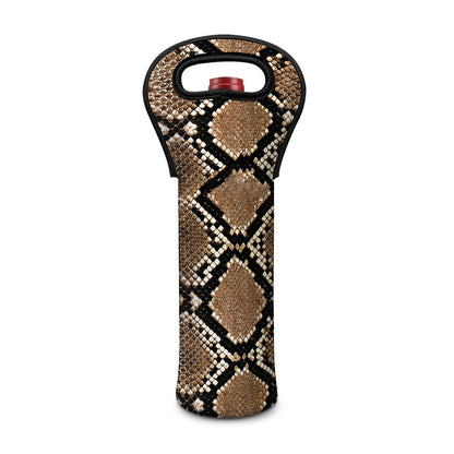 Brown Python Snakeskin Print Single Neoprene Wine Tote