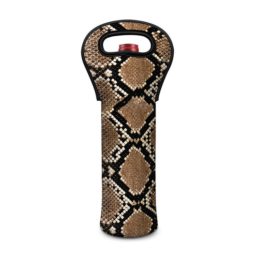 Brown Python Snakeskin Print Single Neoprene Wine Tote