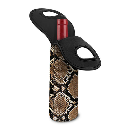 Brown Python Snakeskin Print Single Neoprene Wine Tote