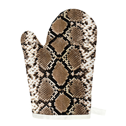 Brown Python Snakeskin Print Single Oven Mitt