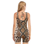 Brown Python Snakeskin Print Sleeveless One Piece Swimsuit