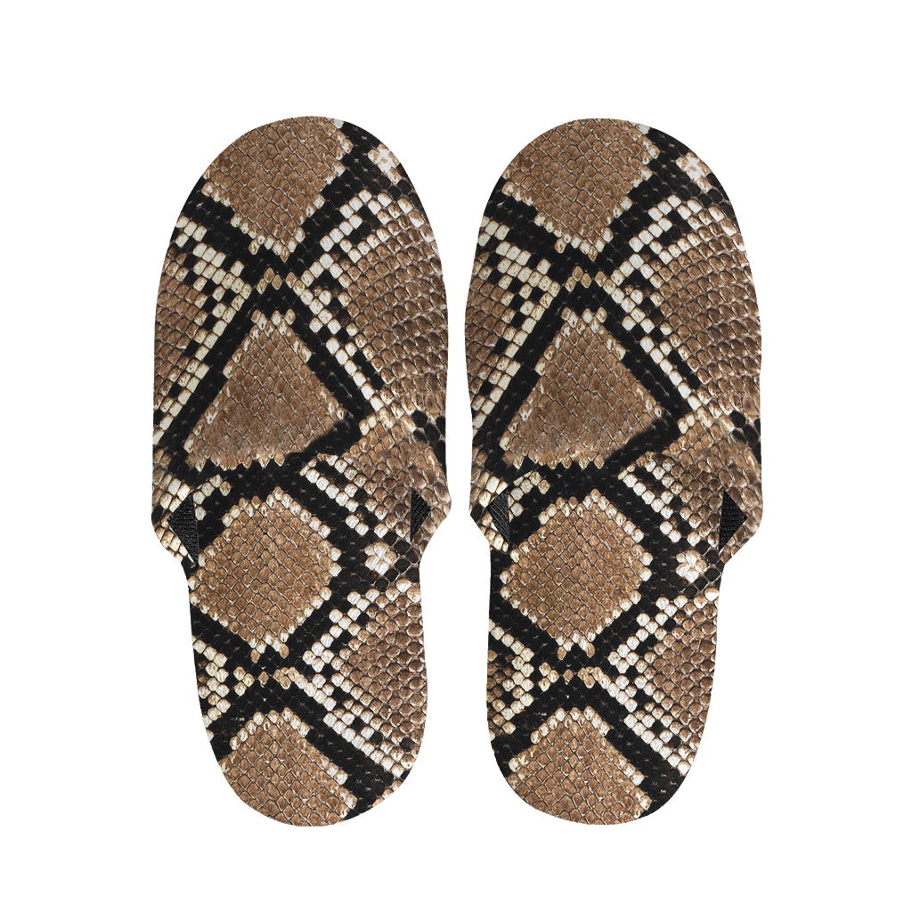 Brown Python Snakeskin Print Slippers