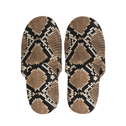 Brown Python Snakeskin Print Slippers