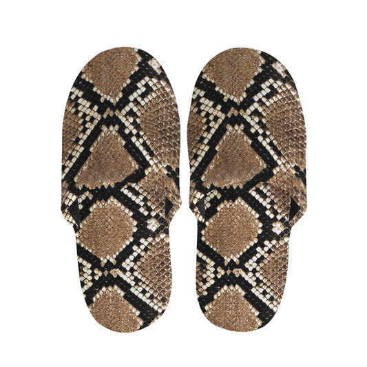 Brown Python Snakeskin Print Slippers