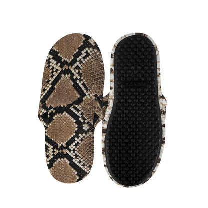 Brown Python Snakeskin Print Slippers