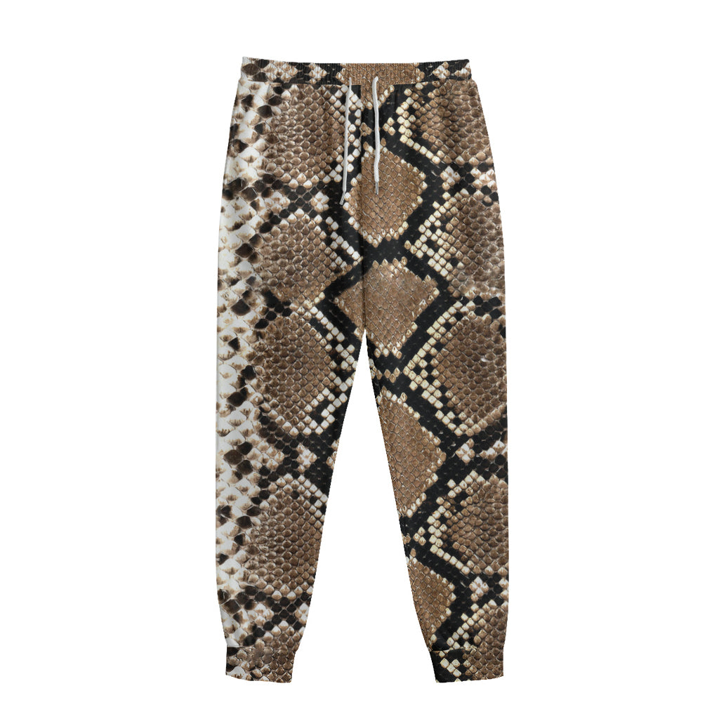 Brown Python Snakeskin Print Sweatpants