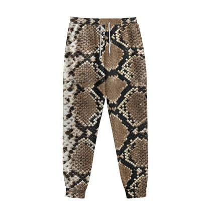 Brown Python Snakeskin Print Sweatpants
