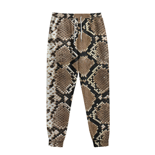 Brown Python Snakeskin Print Sweatpants