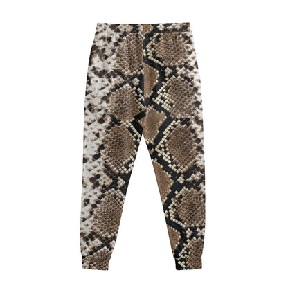 Brown Python Snakeskin Print Sweatpants