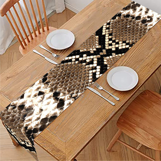 Brown Python Snakeskin Print Table Runner