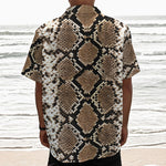 Brown Python Snakeskin Print Textured Short Sleeve Shirt