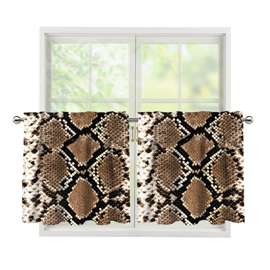 Brown Python Snakeskin Print Tier Curtains