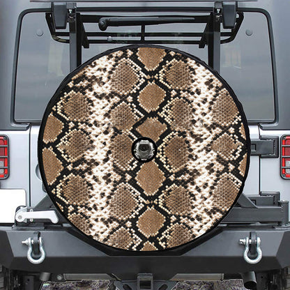 Brown Python Snakeskin Print Tire Cover With Camera Hole