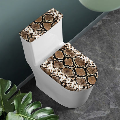 Brown Python Snakeskin Print Toilet Lid And Tank Cover Set