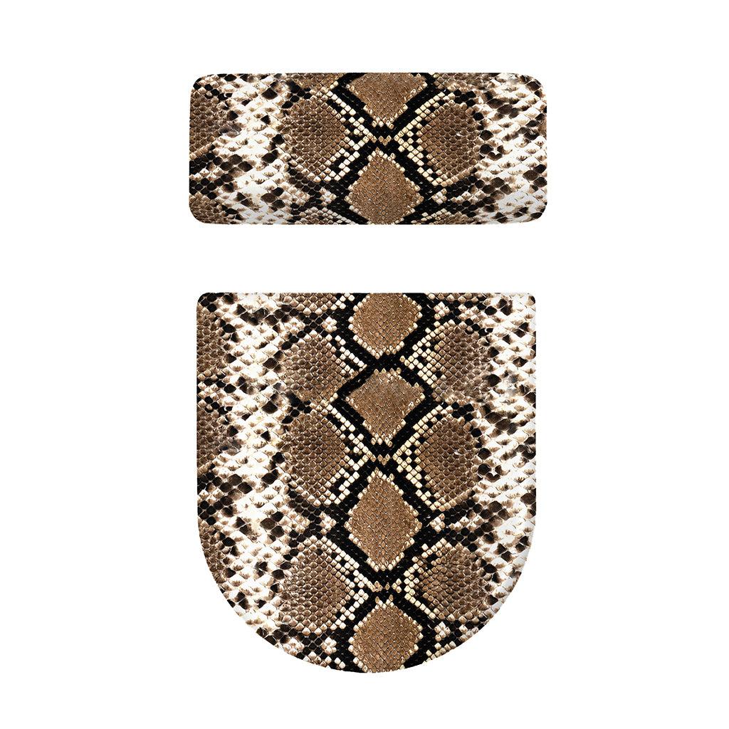 Brown Python Snakeskin Print Toilet Lid And Tank Cover Set