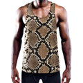 Brown Python Snakeskin Print Men's Workout Tank Top