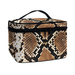 Brown Python Snakeskin Print Travel Makeup Bag