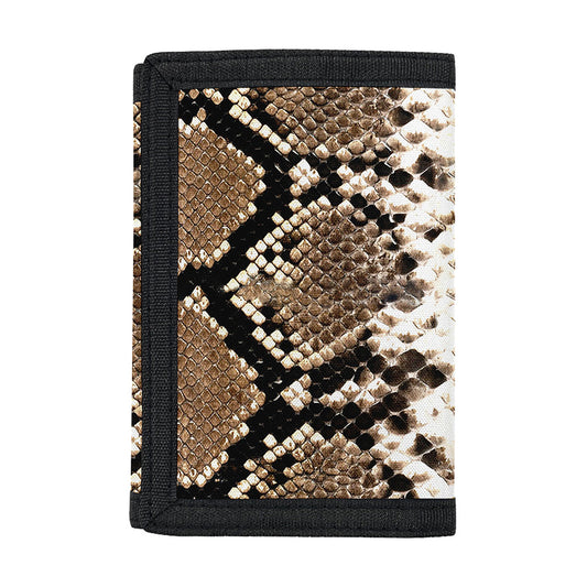 Brown Python Snakeskin Print Trifold Wallet