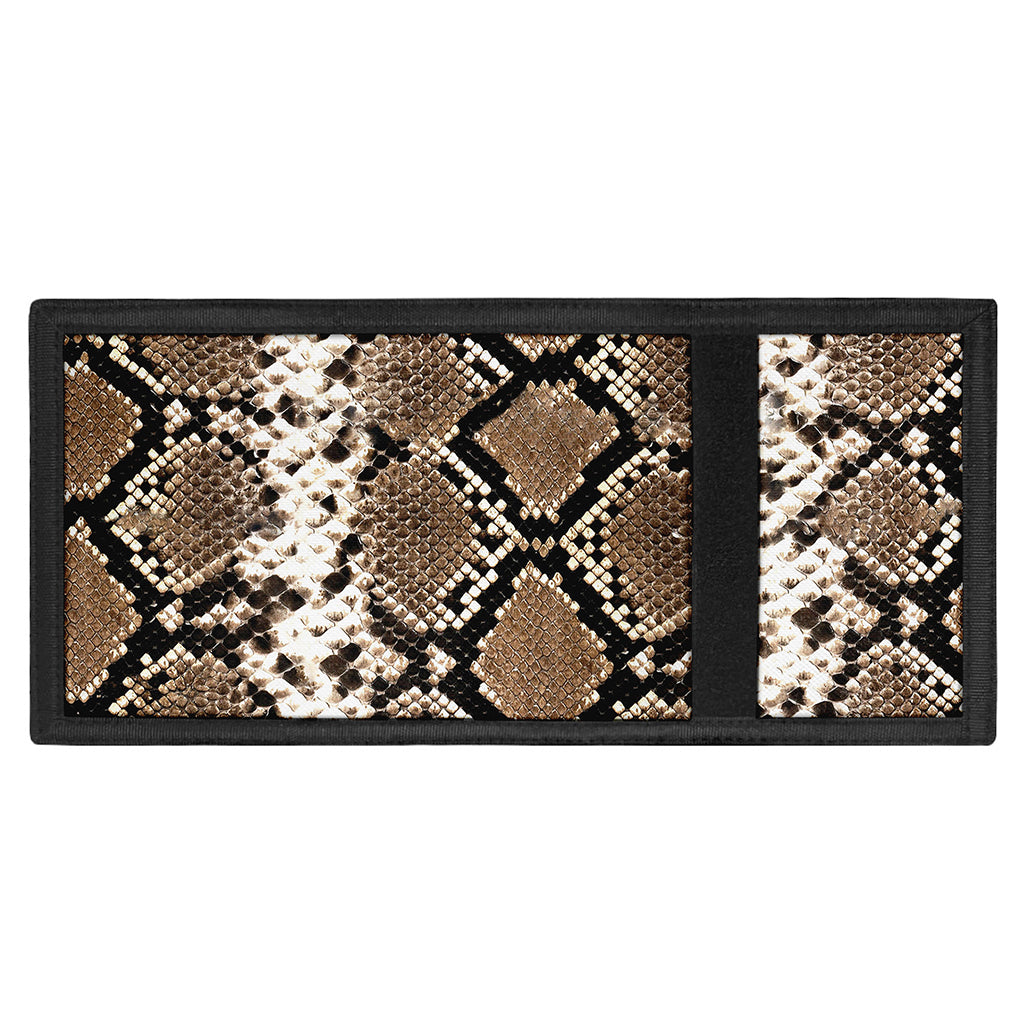Brown Python Snakeskin Print Trifold Wallet