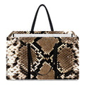 Brown Python Snakeskin Print Utility Tote Bag