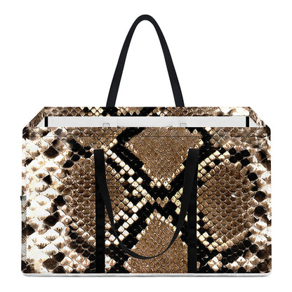 Brown Python Snakeskin Print Utility Tote Bag