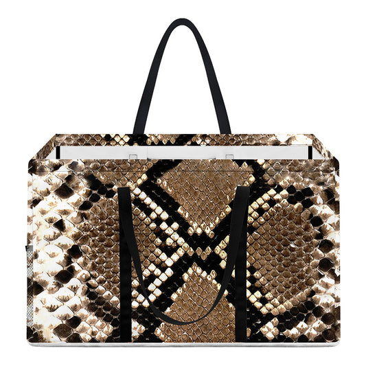 Brown Python Snakeskin Print Utility Tote Bag
