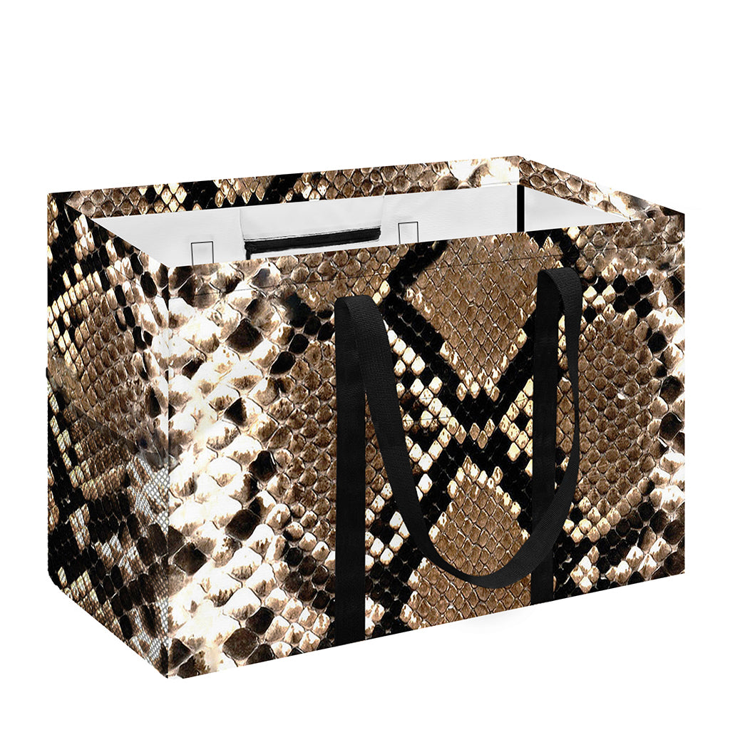 Brown Python Snakeskin Print Utility Tote Bag