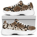 Brown Python Snakeskin Print White Chunky Shoes