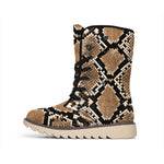 Brown Python Snakeskin Print Winter Boots