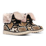 Brown Python Snakeskin Print Winter Boots