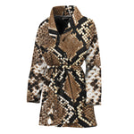 Brown Python Snakeskin Print Women's Bathrobe