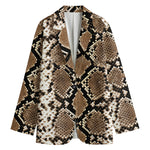 Brown Python Snakeskin Print Women's Blazer