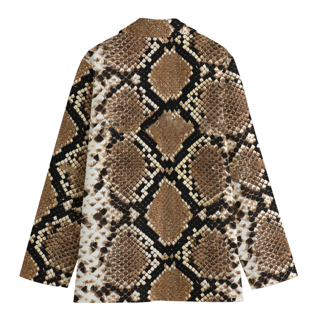 Brown Python Snakeskin Print Women's Blazer