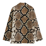 Brown Python Snakeskin Print Women's Blazer