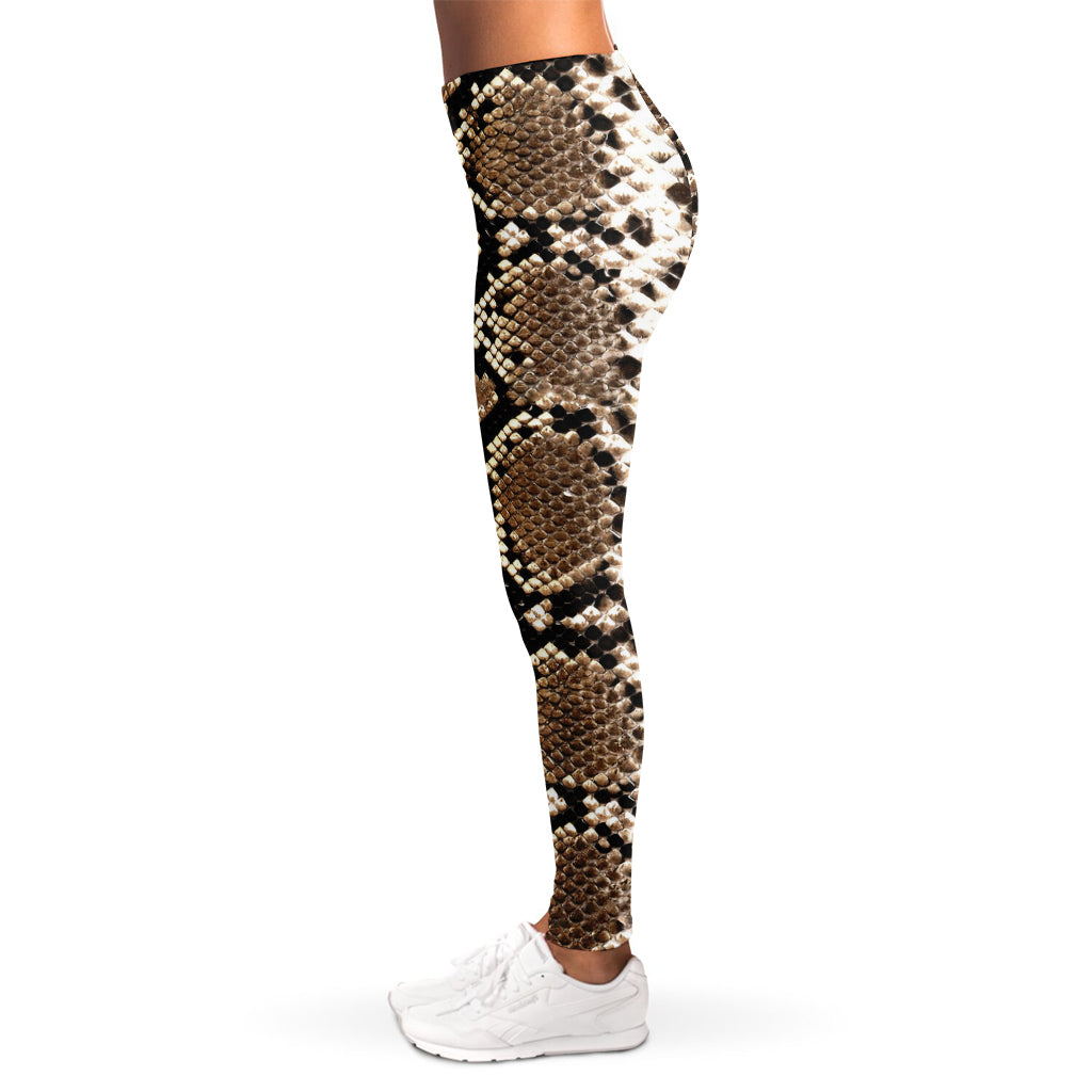 Brown Python Snakeskin Print Women's Leggings