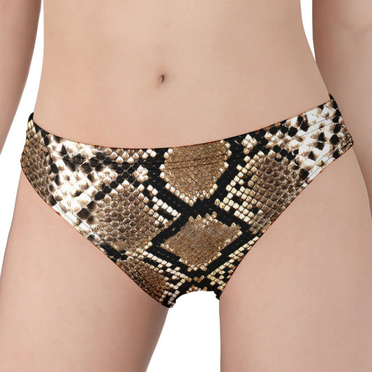 Brown Python Snakeskin Print Women's Panties