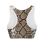 Brown Python Snakeskin Print Women's Sports Bra
