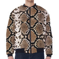 Brown Python Snakeskin Print Zip Sleeve Bomber Jacket