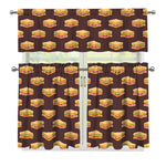 Brown Sandwiches Pattern Print 3 Piece Kitchen Curtains